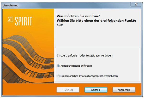 Ausbildungslizenz anfordern