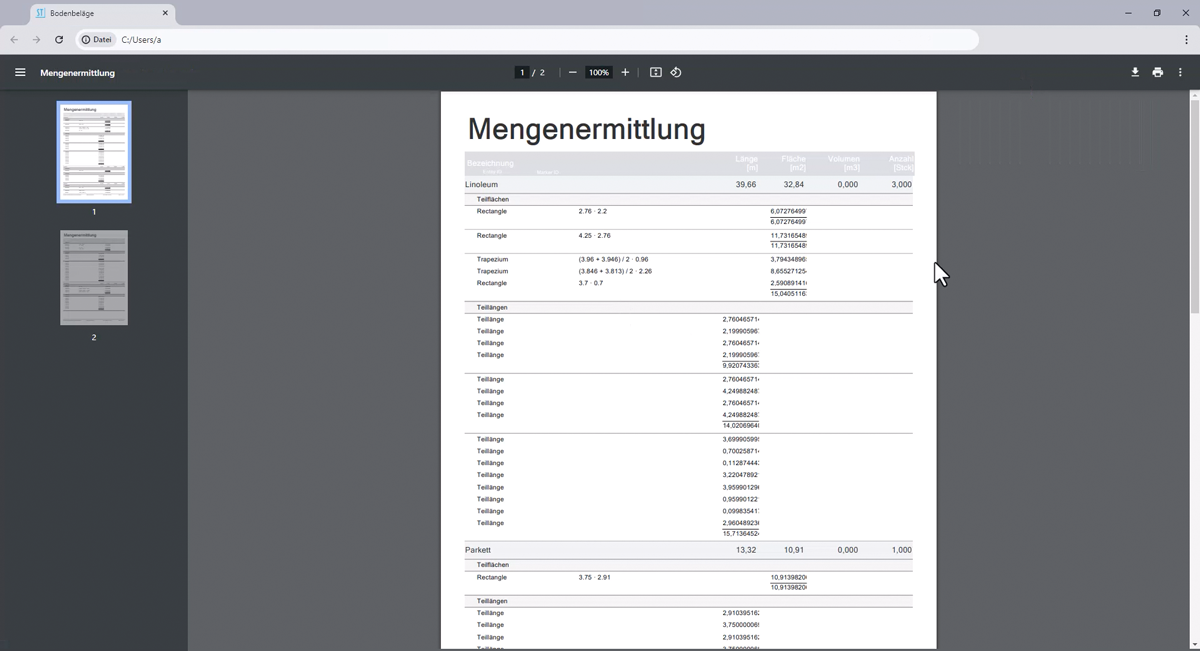 GRAVA connect Aufmaß exportieren